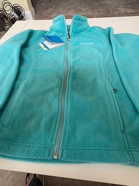 Columbia Kids' Aqua Teal Full-Zip Fleece Jacket. NWT. SIZE M (10-12)